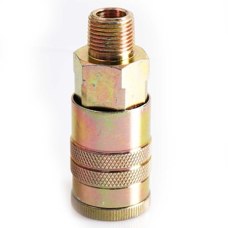 Interstate Pneumatics 1/2 Inch Industrial Steel Coupler x 3/8 Inch Male NPT, PK 100 CH861-100K